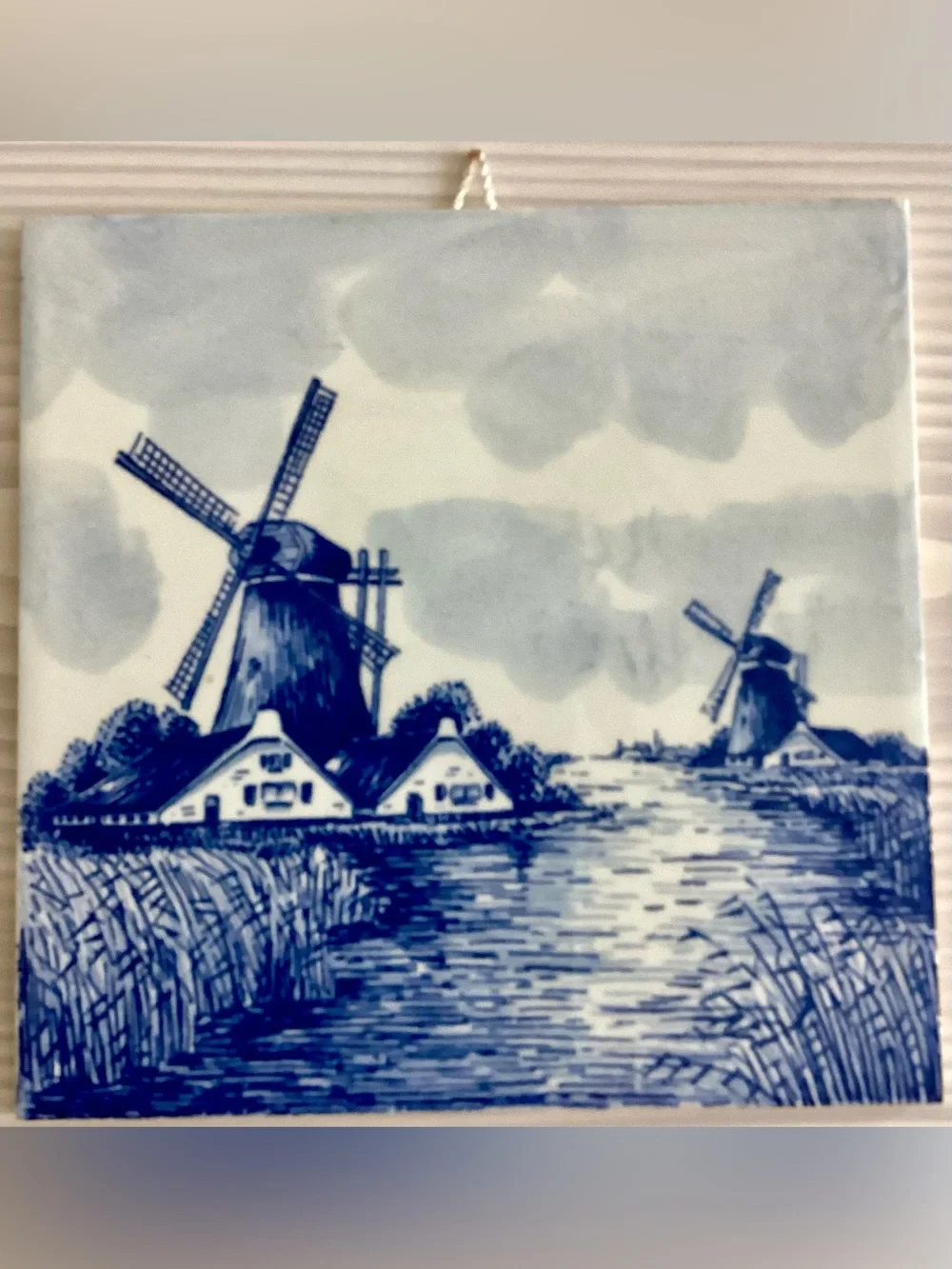 Delft Blue Holland Tile Set 3 Netherlands Windmill Wedding Carriage Fisherman